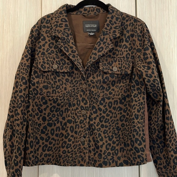Sanctuary | Brown & Black Leopard Print Jean Jacket | Size Small - Picture 1 of 10